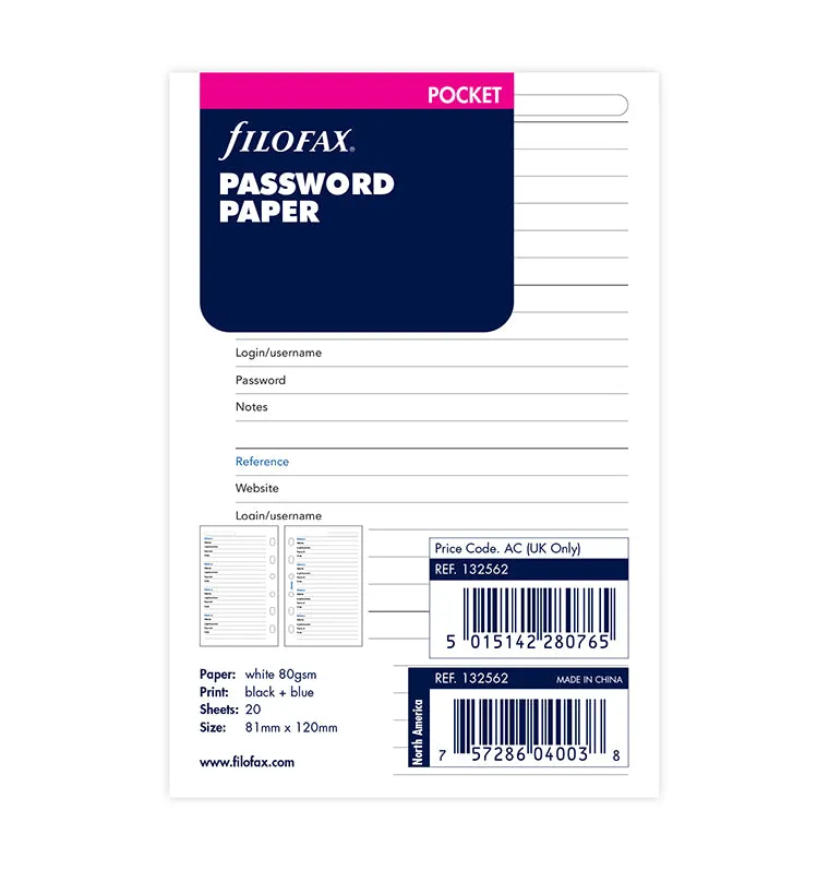 filofax-passw-rter-verzeichnis-pocket-passwort-einlage-f-r-pocket-organiser image 1