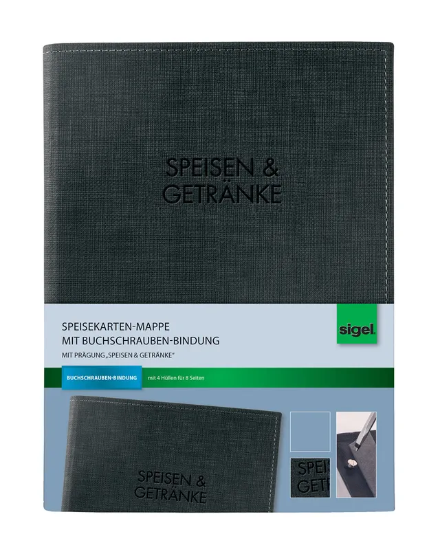 sigel-sm136-speisekarten-mappe-a5-schwarz-mit-buchschrauben-bindung image 1