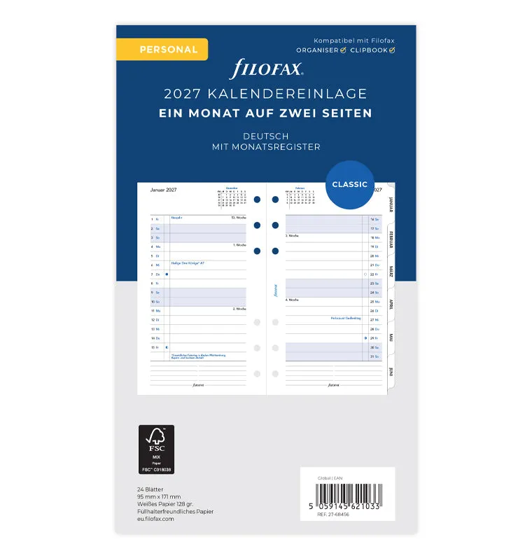 filofax-kalendereinlage-personal-2027-deutsch-1-monat-2-seiten-mit-tabs image 1