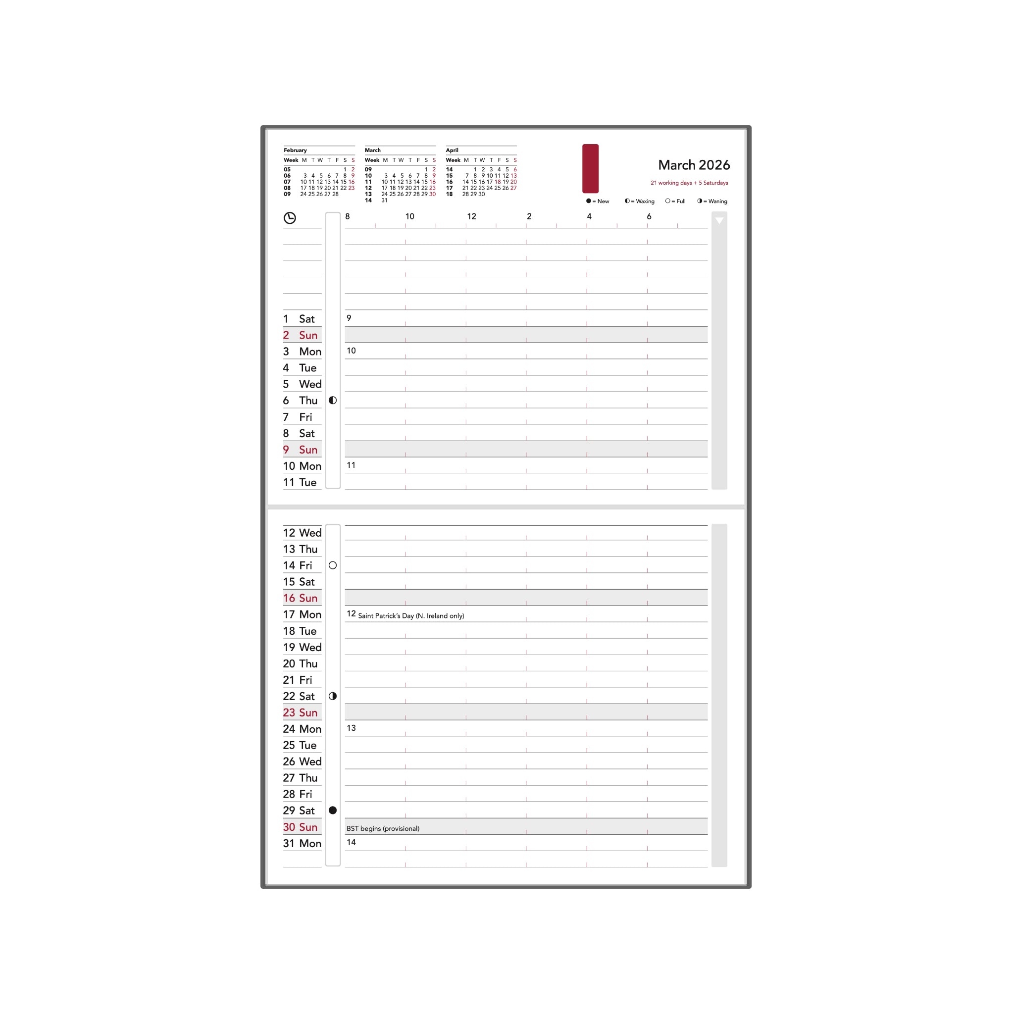time-system-rem-taschenkalender-2026-en-uk-woche-2-seiten-hardcover image 2