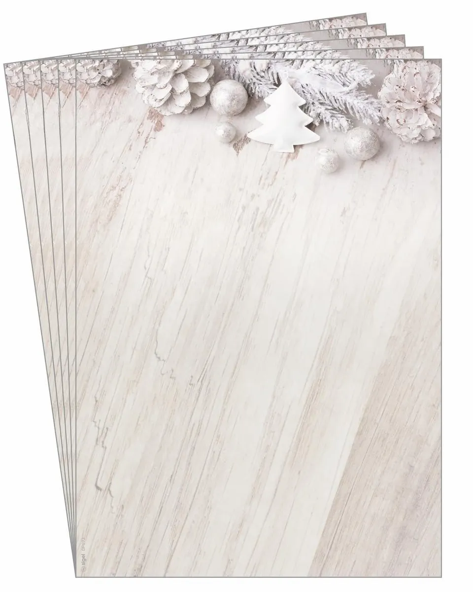 sigel-jolie-weihnachtsbriefpapier-rustic-white-a4-25-blatt image 1
