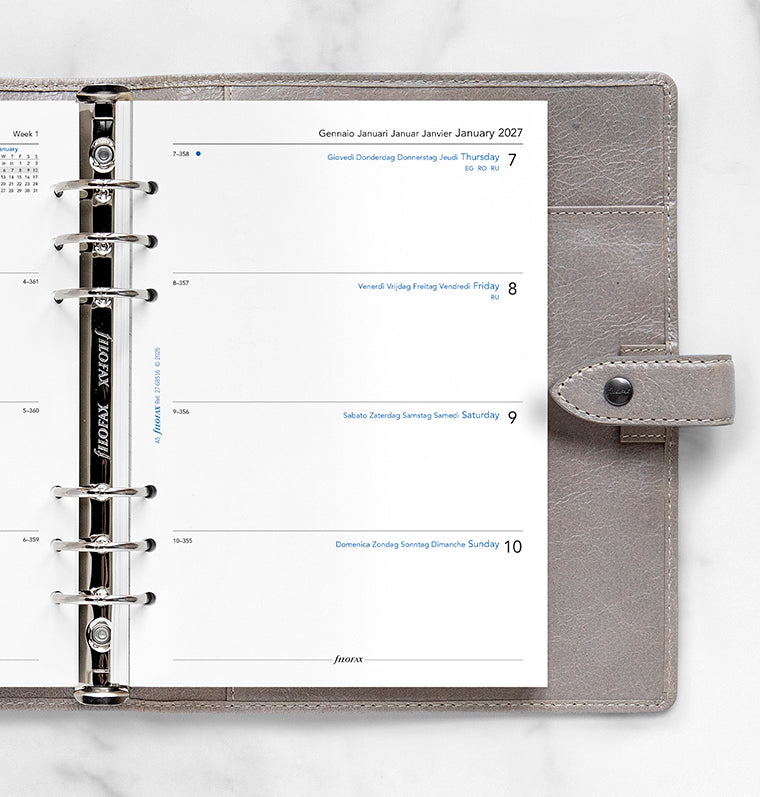 filofax-kalendereinlage-2027-a5-1-woche-2-seiten-multilingual-4x4-spalten image 2