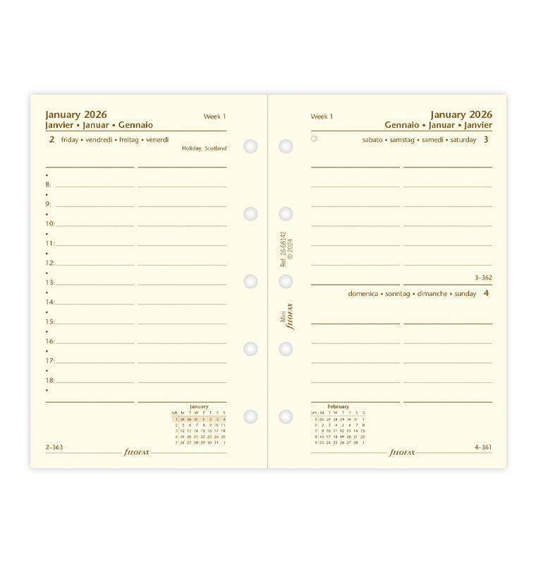 filofax-kalendereinlage-1-tag-1-seite-multilingual-mini-2026-cotton-cream image 4