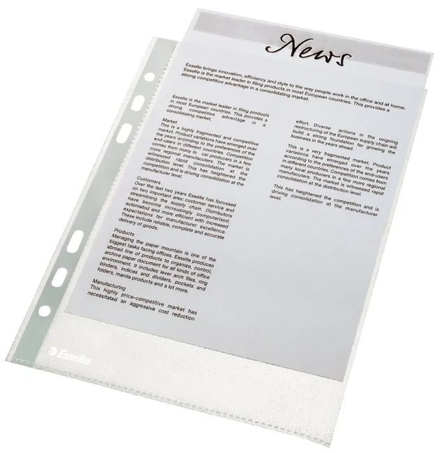 esselte-prospekth-llen-set-a5-100-st-ck-universal-lochung-0-043-mm-pp-folie-farb image 1