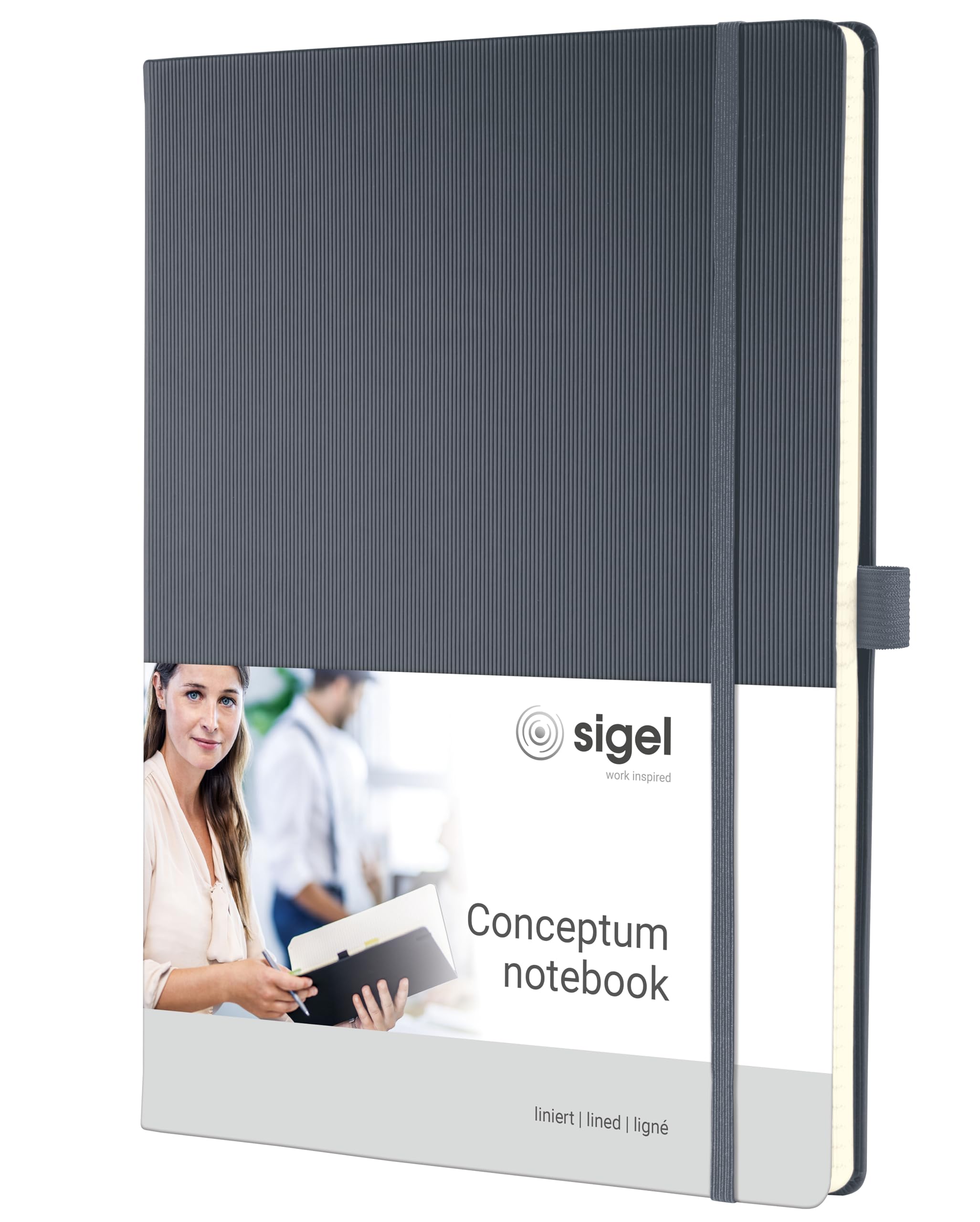 sigel-conceptum-notizbuch-a4-liniert-grau-hardcover-194-seiten image 1