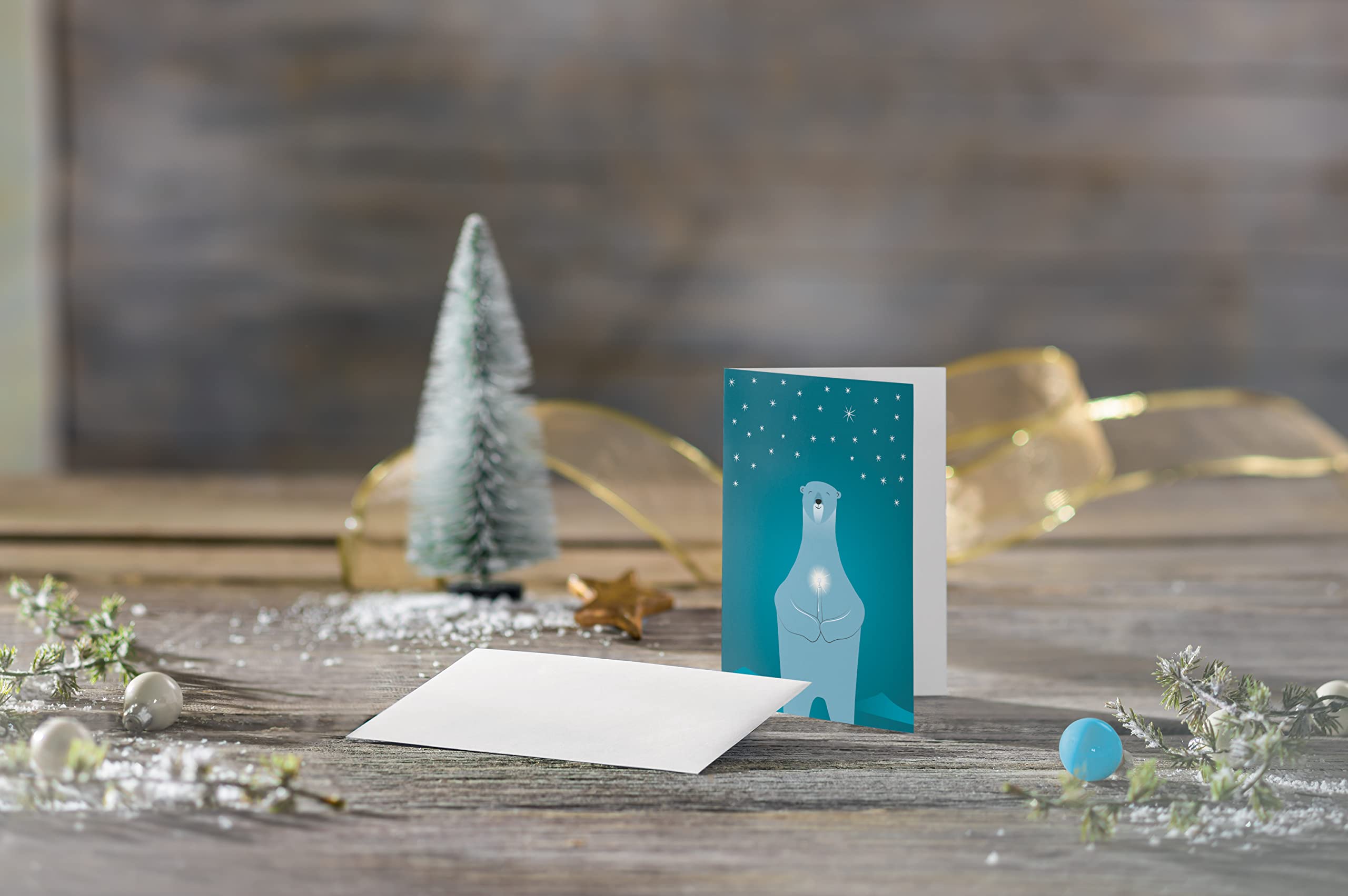 sigel-weihnachtskarten-eisb-r-mit-kerze-a6-10-karten-mit-umschl-gen image 2
