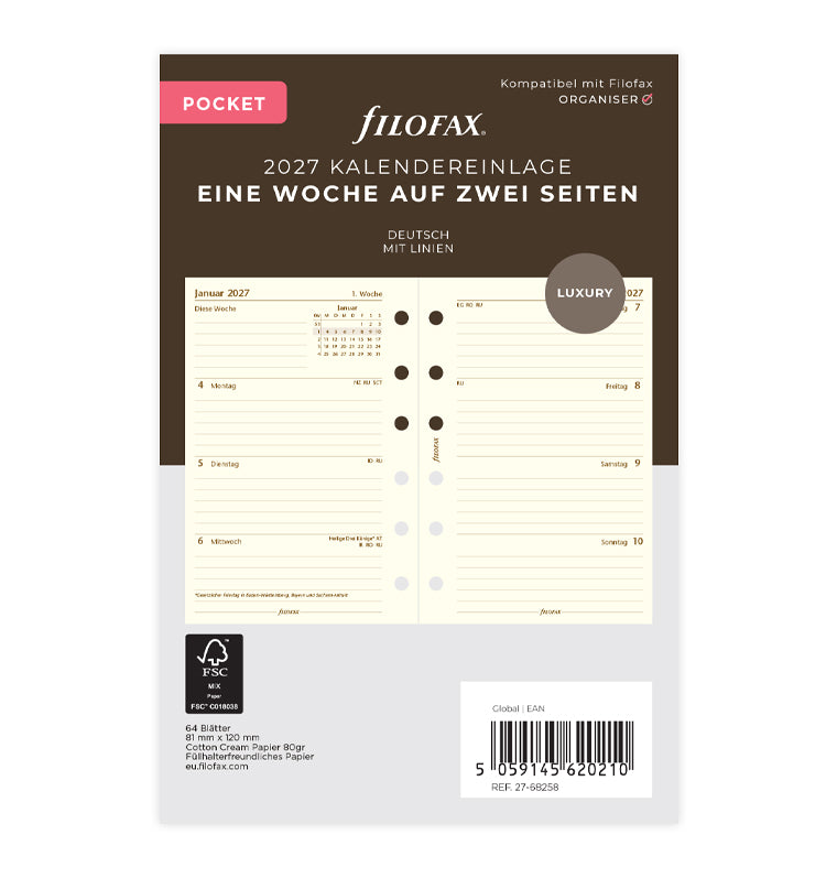 filofax-kalendereinlage-pocket-2027-1-woche-2-seiten-deutsch-liniert-cotton-crea image 1