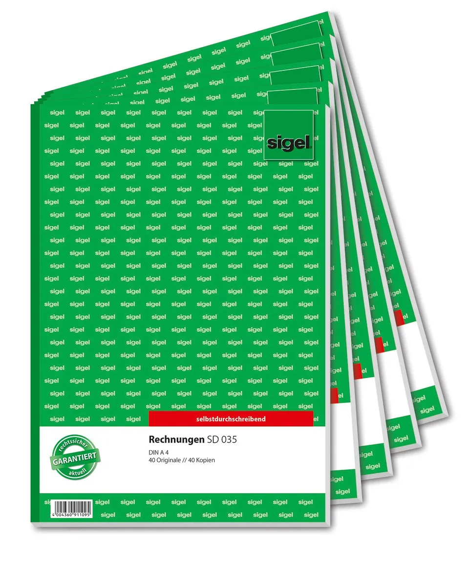 sigel-sd035-5-rechnungen-a4-selbstdurchschreibend-2x40-blatt-5er-pack image 1