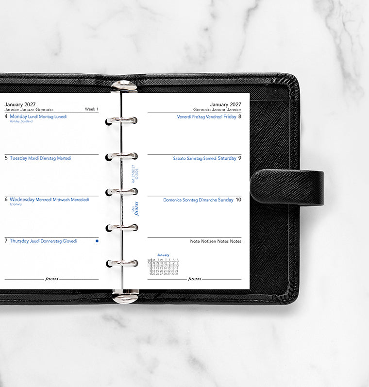 filofax-2027-wochenkalender-1-woche-2-seiten-multilingual-mini-organiser-einlage image 2
