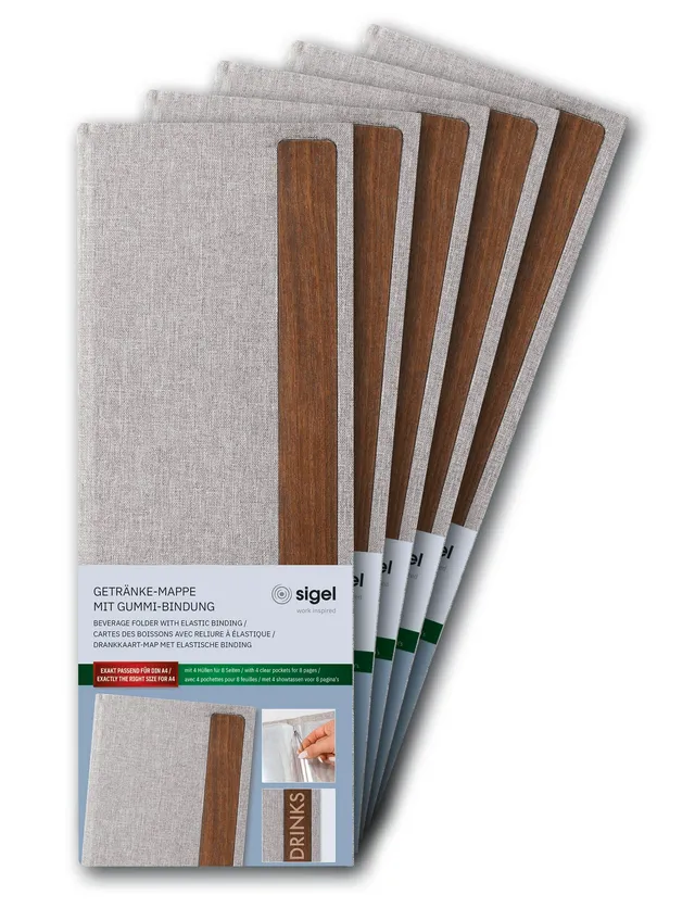 sigel-eyestyle-getr-nkemappe-drinks-1-2-a4-hellgrau-braun-5er-pack image 1