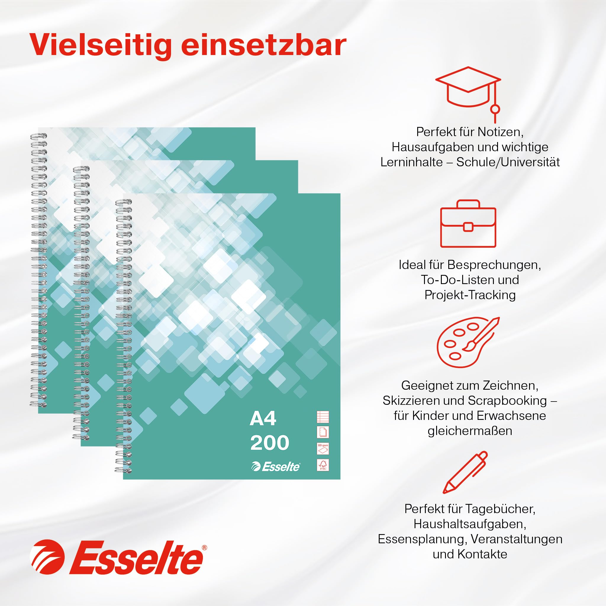 esselte-collegeblock-a4-liniert-gr-n-3er-pack-200-blatt image 2
