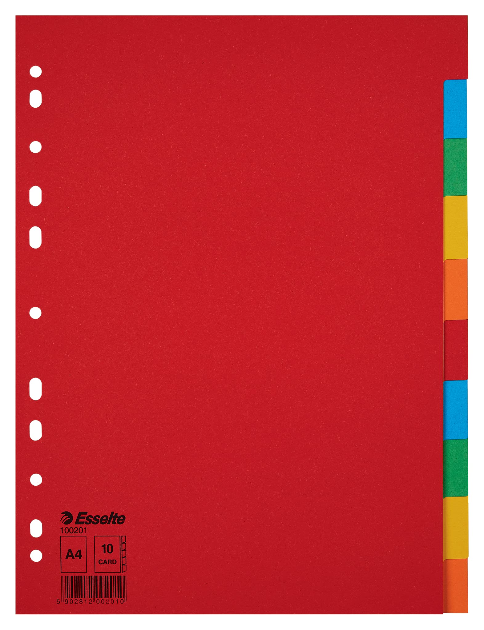 esselte-100201-register-a4-10-teilig-recyclingkarton-mehrfarbig image 1