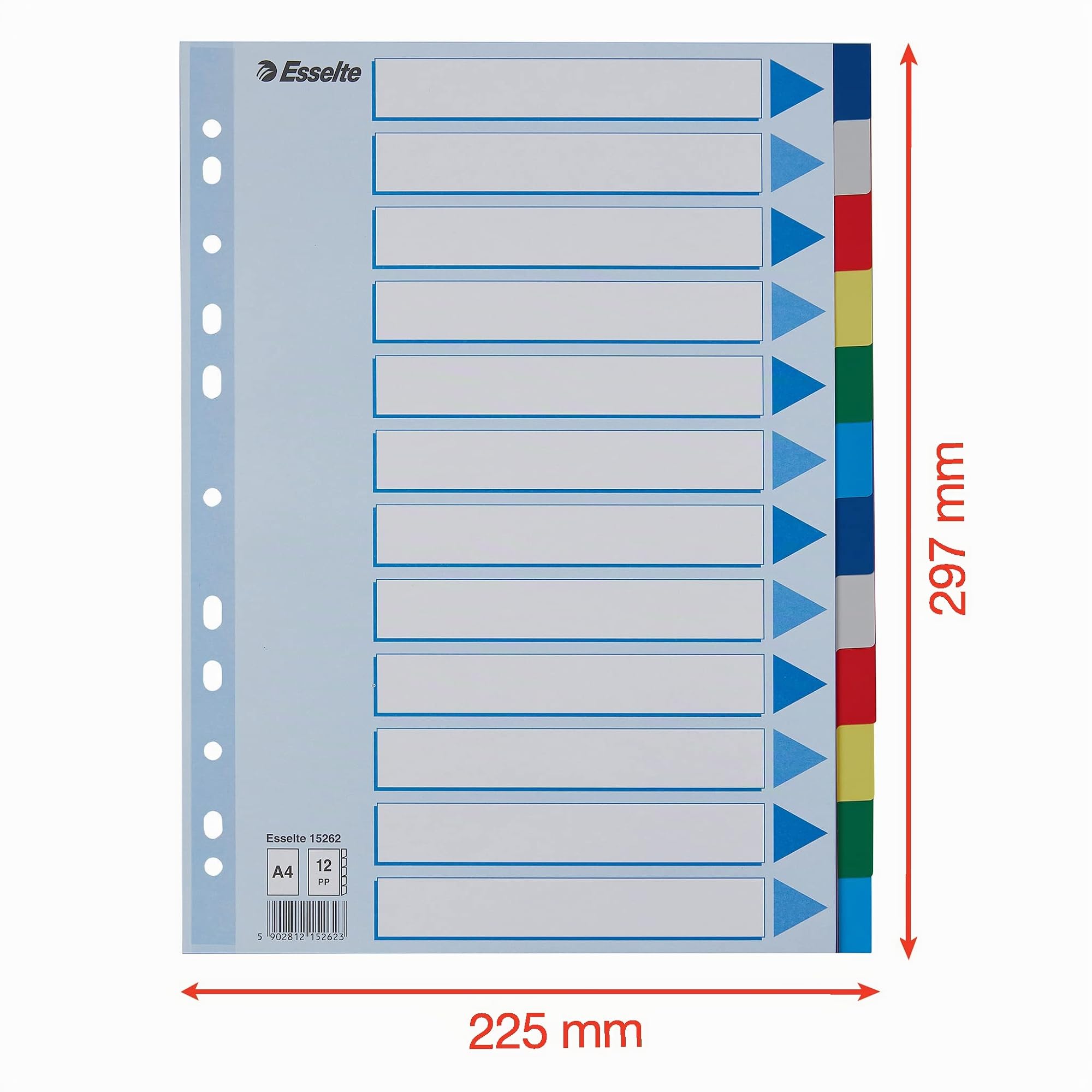 esselte-register-a4-12-teilig-mehrfarbig-kunststoff-mit-deckblatt image 2