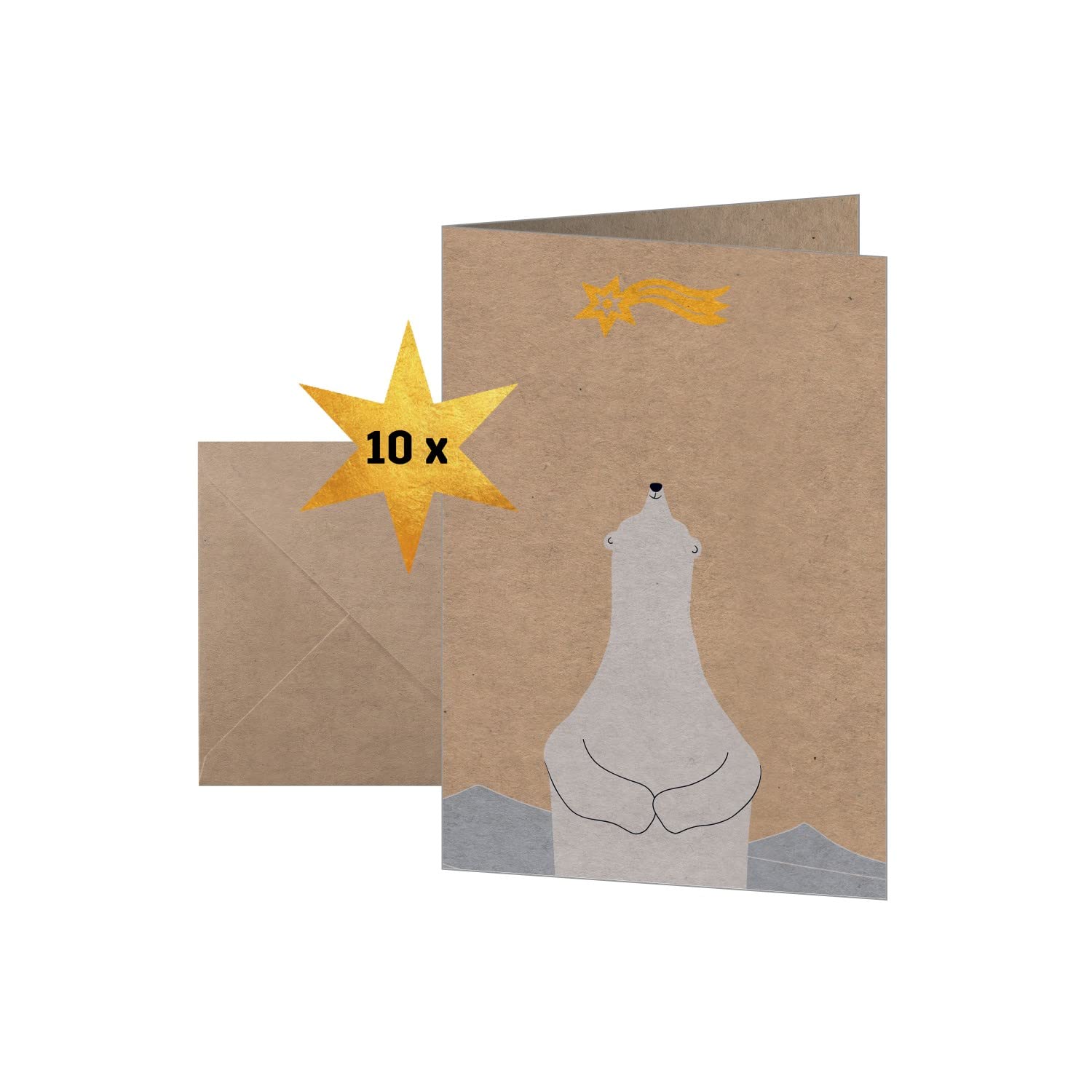sigel-weihnachtskarten-eisb-r-stern-a6-kraftpapier-hardcover-10-klappkarten-mit- image 1