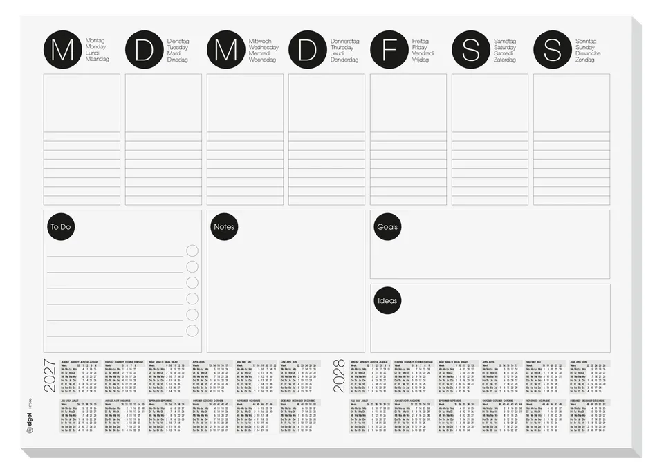 sigel-wochenplaner-papier-schreibtischunterlage-a3-mit-to-do-liste-2027-2028-30- image 1