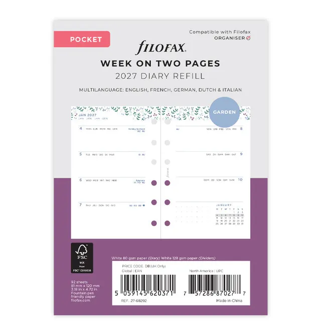 filofax-garden-kalender-1-woche-2-seiten-pocket-2027-horizontal image 1