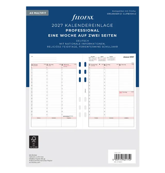 filofax-kalendereinlage-2027-a5-1-woche-2-seiten-deutsch-professional image 1
