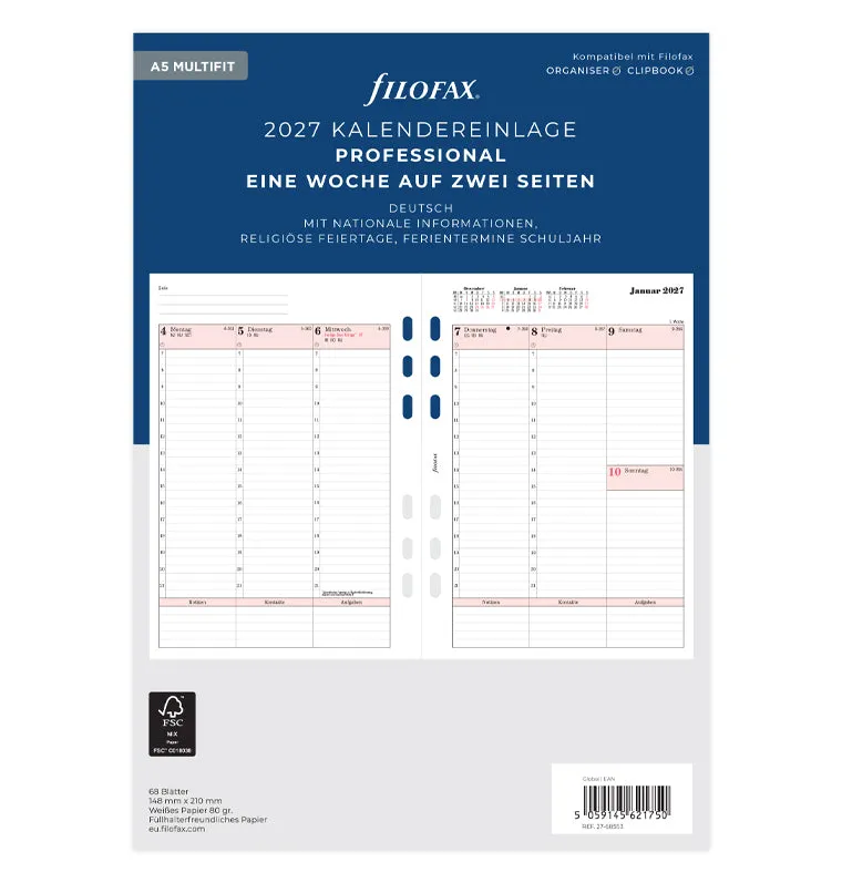filofax-kalendereinlage-2027-a5-1-woche-2-seiten-deutsch-professional image 1