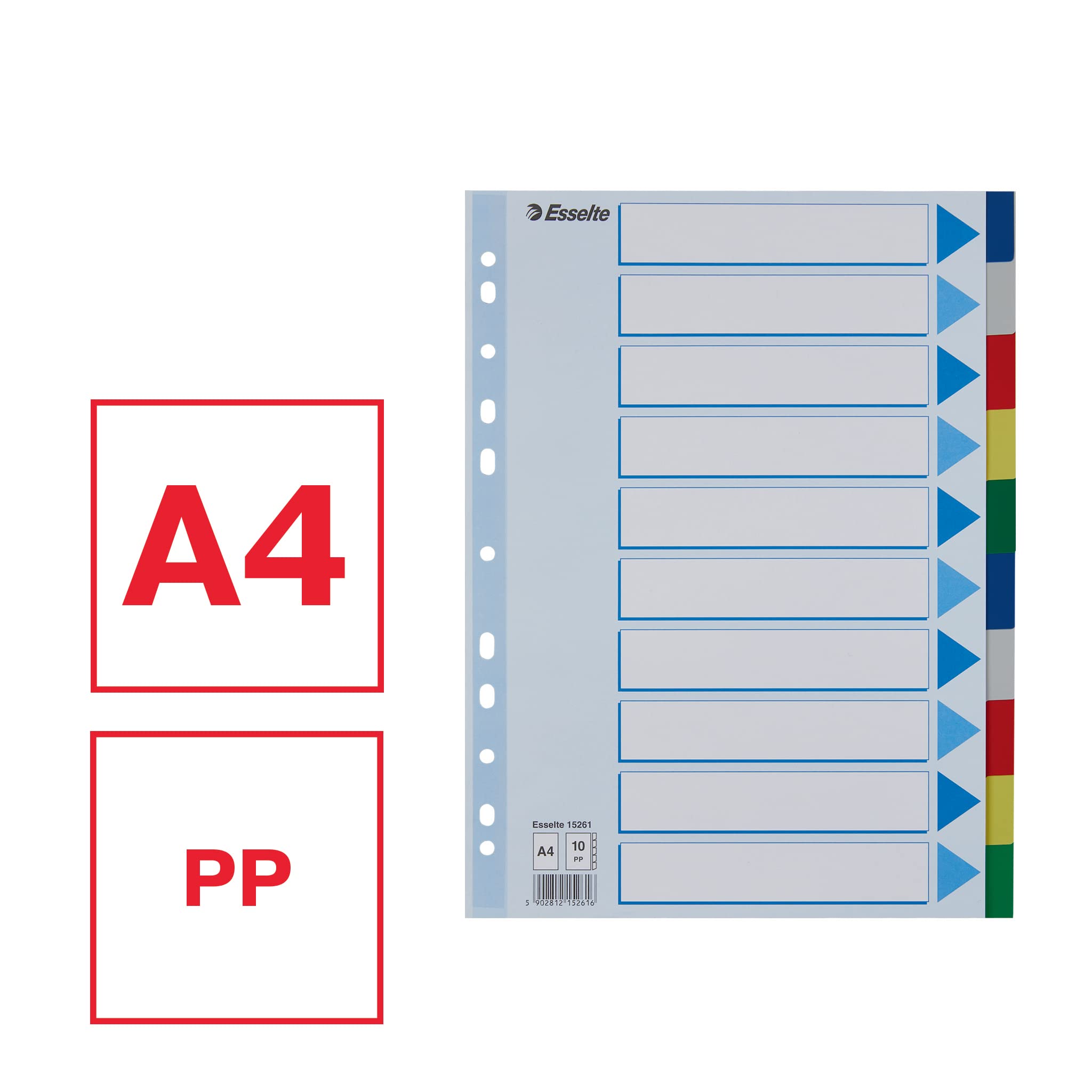 esselte-register-a4-10-teilig-mehrfarbig-trennbl-tter-aus-kunststoff image 2