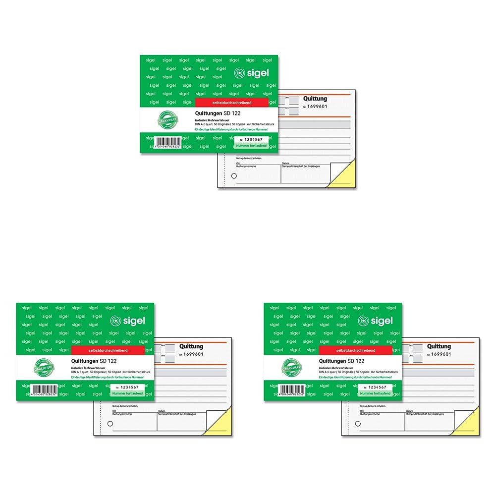 sigel-sd122-quittungsblock-a6-inkl-mwst-2x50-blatt-selbstdurchschreibend image 7