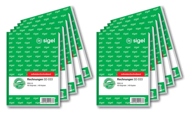 sigel-rechnungsblock-a6-selbstdurchschreibend-10-st-ck-2x40-blatt image 1