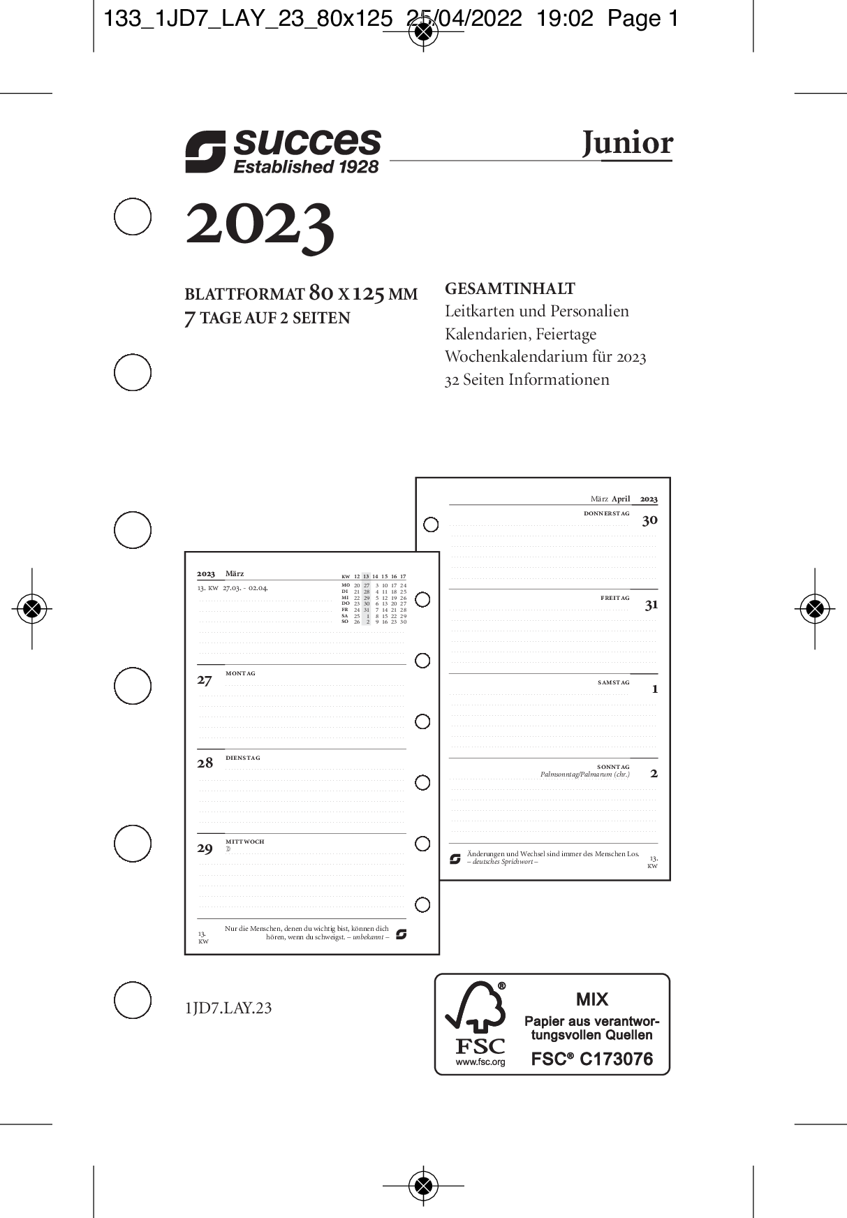 time-system-succes-jahresbox-junior-a5-7-tage-2-seiten-deutsch-2026 image 2