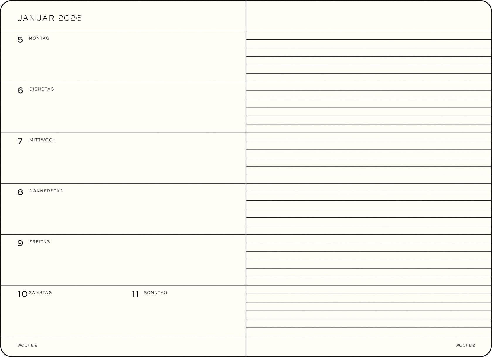 leuchtturm1917-wochenkalender-notizbuch-a5-2026-softcover-schwarz-18-monate image 2