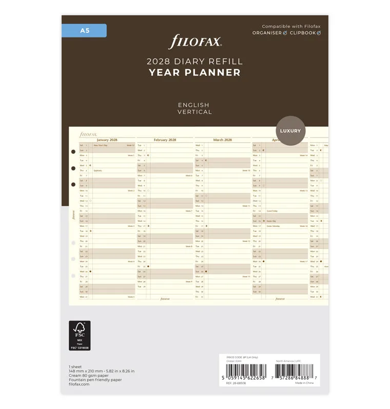filofax-jahresplaner-englisch-a5-2028-cotton-cream-leporello image 1
