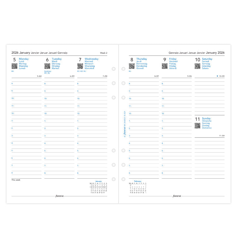 filofax-kalendereinlage-a5-2026-1-woche-auf-2-seiten-multilingual image 4