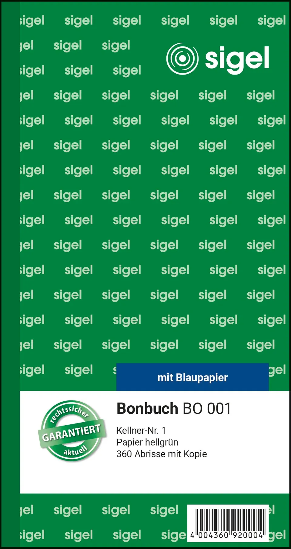 sigel-bonbuch-kellnerblock-nr-1-360-abrisse-gr-n-2x60-blatt image 1