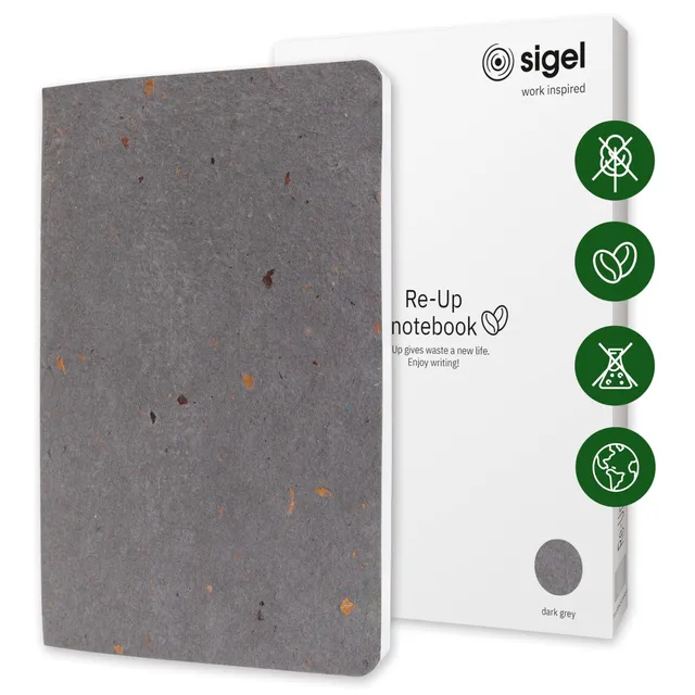 sigel-re-up-notizbuch-a5-kariert-100-seiten-dunkelgrau image 1