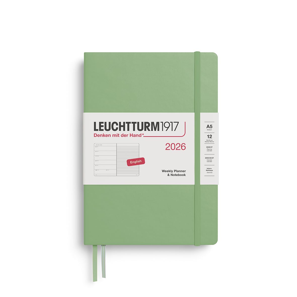 leuchtturm1917-wochenkalender-notizbuch-medium-a5-2026-salbei-englisch image 1