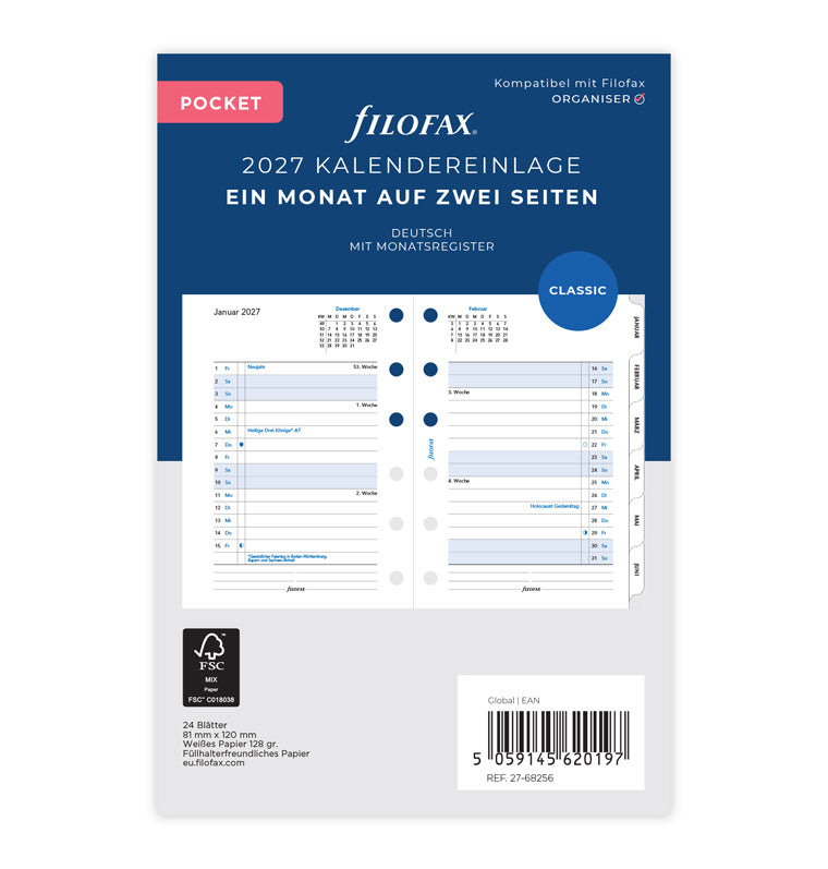 filofax-kalendereinlage-2027-pocket-deutsch-1-monat-2-seiten-mit-tab image 1