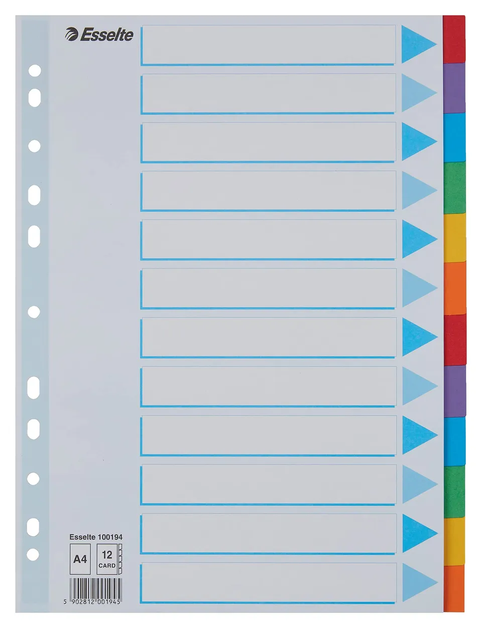 esselte-register-a4-12-teilig-mehrfarbig-recyclingkarton-100194 image 1