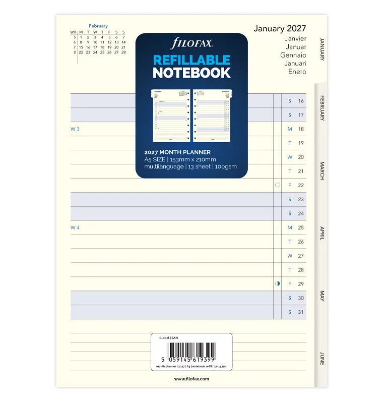 filofax-notebook-monatsplaner-a5-2027-multilingual-mit-tabs image 1