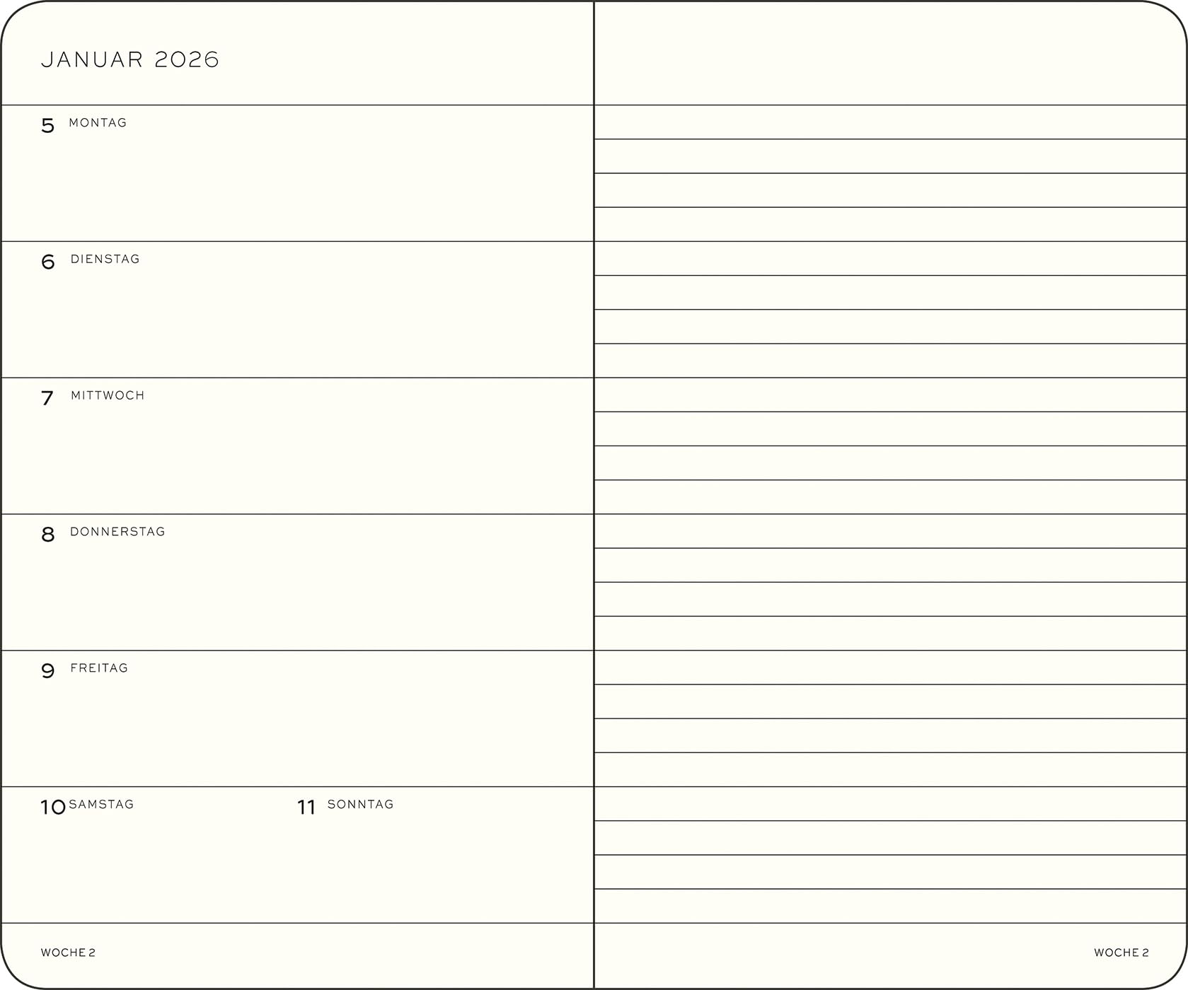 leuchtturm1917-wochenkalender-notizbuch-pocket-a6-2026-ink-deutsch-softcover image 2