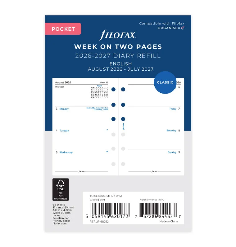 filofax-the-original-kalendereinlage-pocket-2026-2027-akademisch-1-woche-2-seite image 1