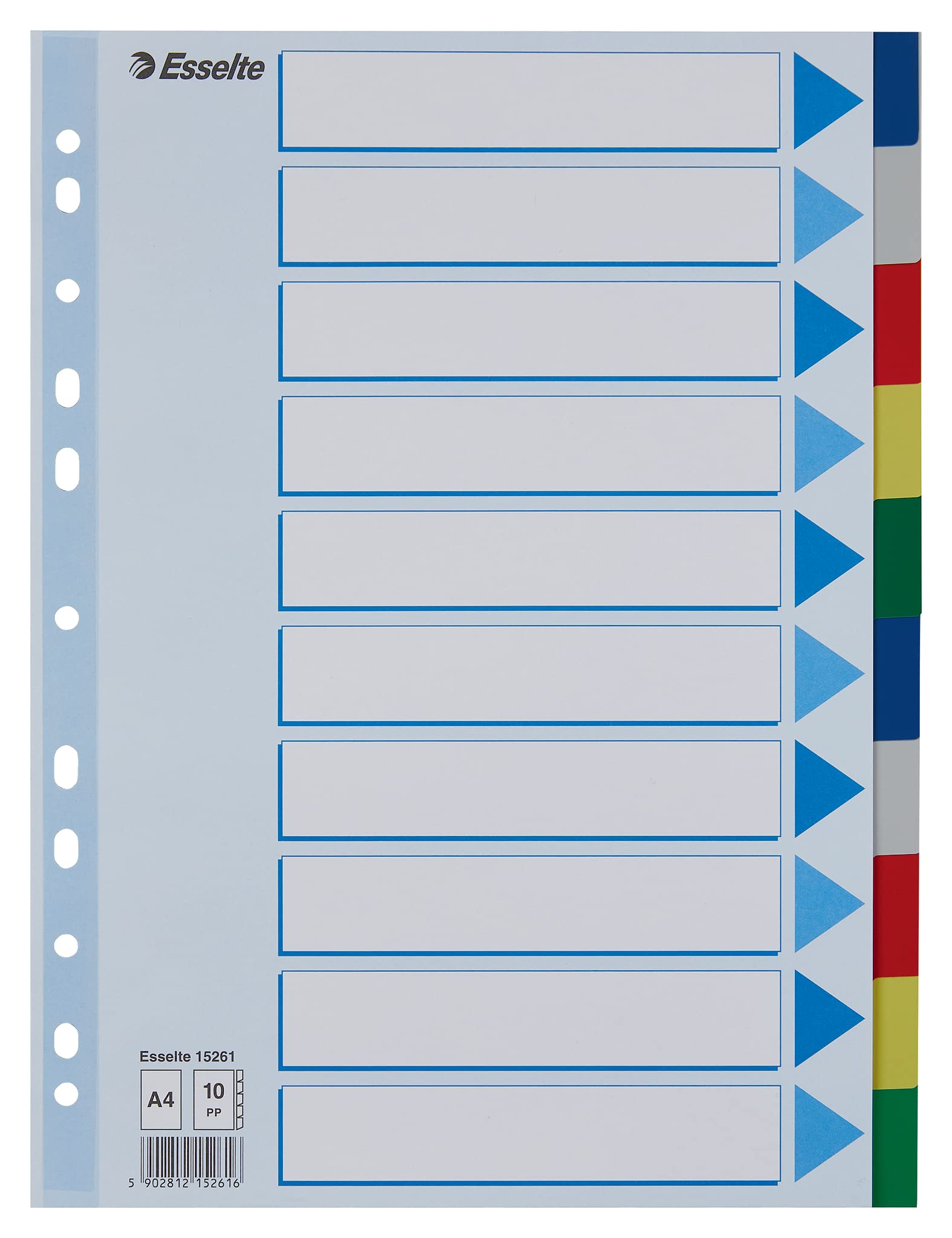 esselte-register-a4-10-teilig-mehrfarbig-trennbl-tter-aus-kunststoff image 1