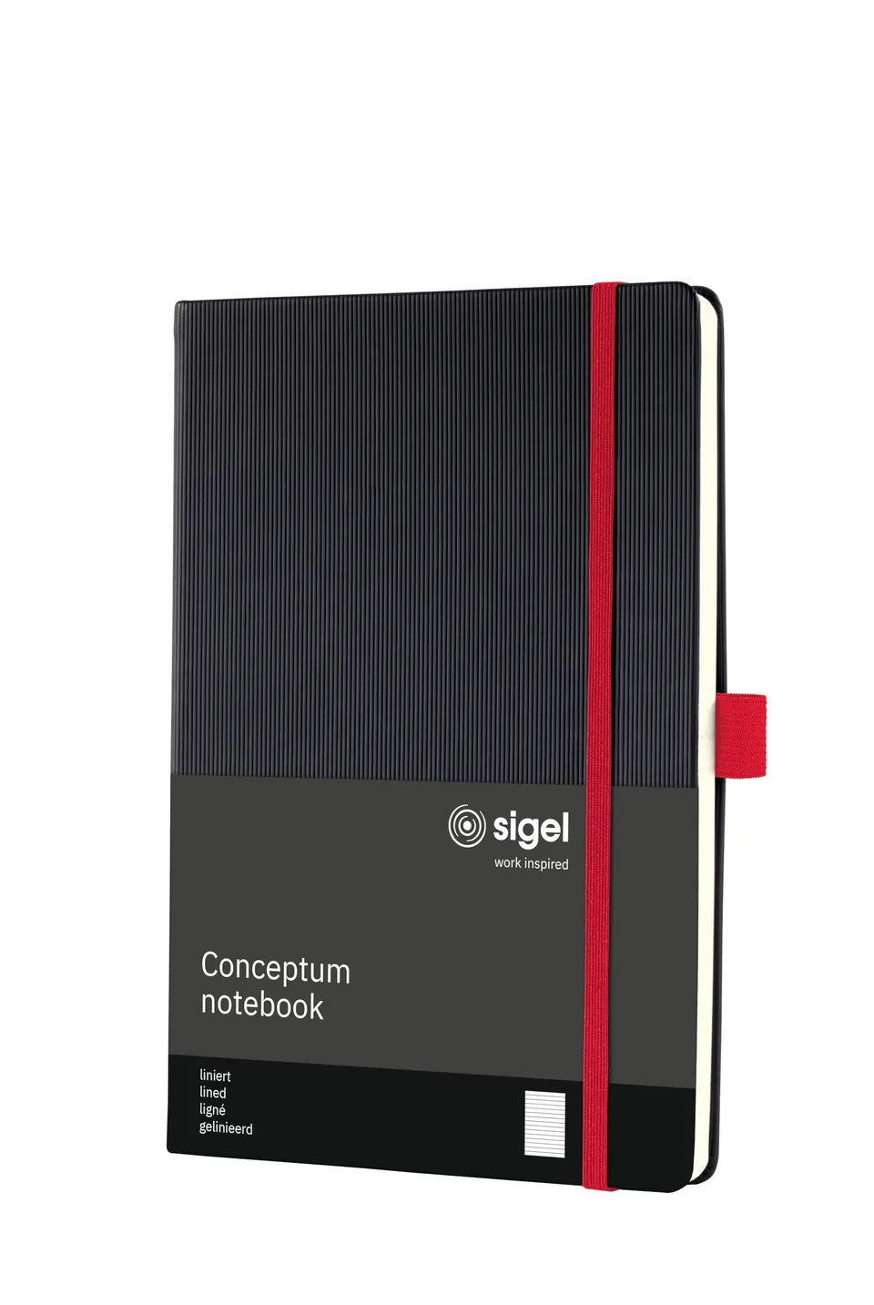 sigel-conceptum-notizbuch-a5-liniert-hardcover-schwarz-rot-194-seiten image 1