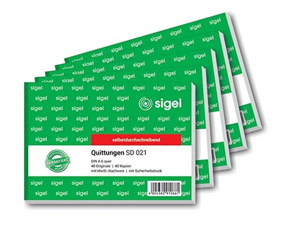 sigel-quittungsblock-a6-quer-selbstdurchschreibend-2x40-blatt-5er-pack image 1