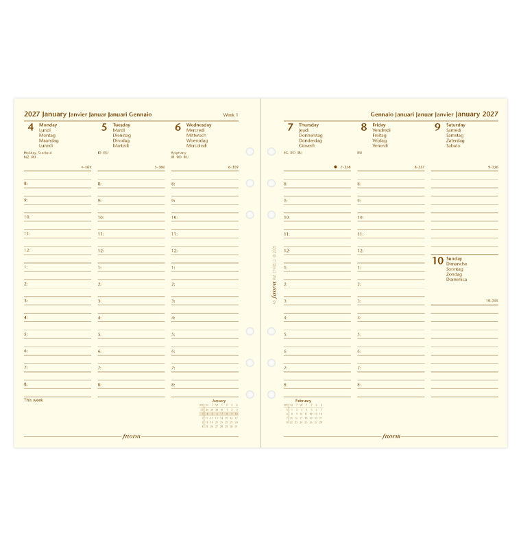 filofax-kalendereinlage-a5-2027-multilingual-cotton-cream-1-woche-2-seiten image 4