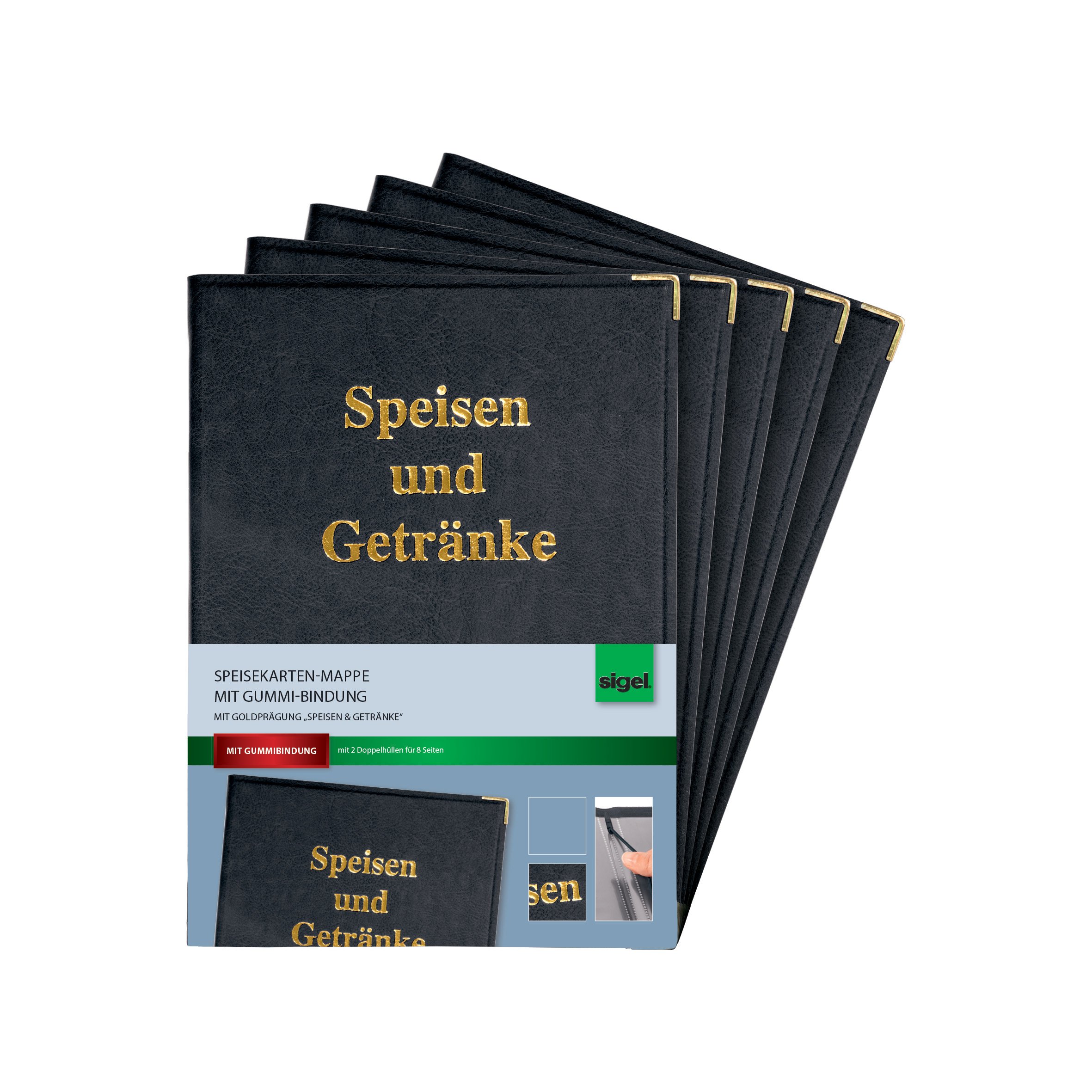 sigel-sm100-5-speisekarten-mappen-a4-mit-gummi-bindung-5er-pack-schwarz-goldpr-g image 6