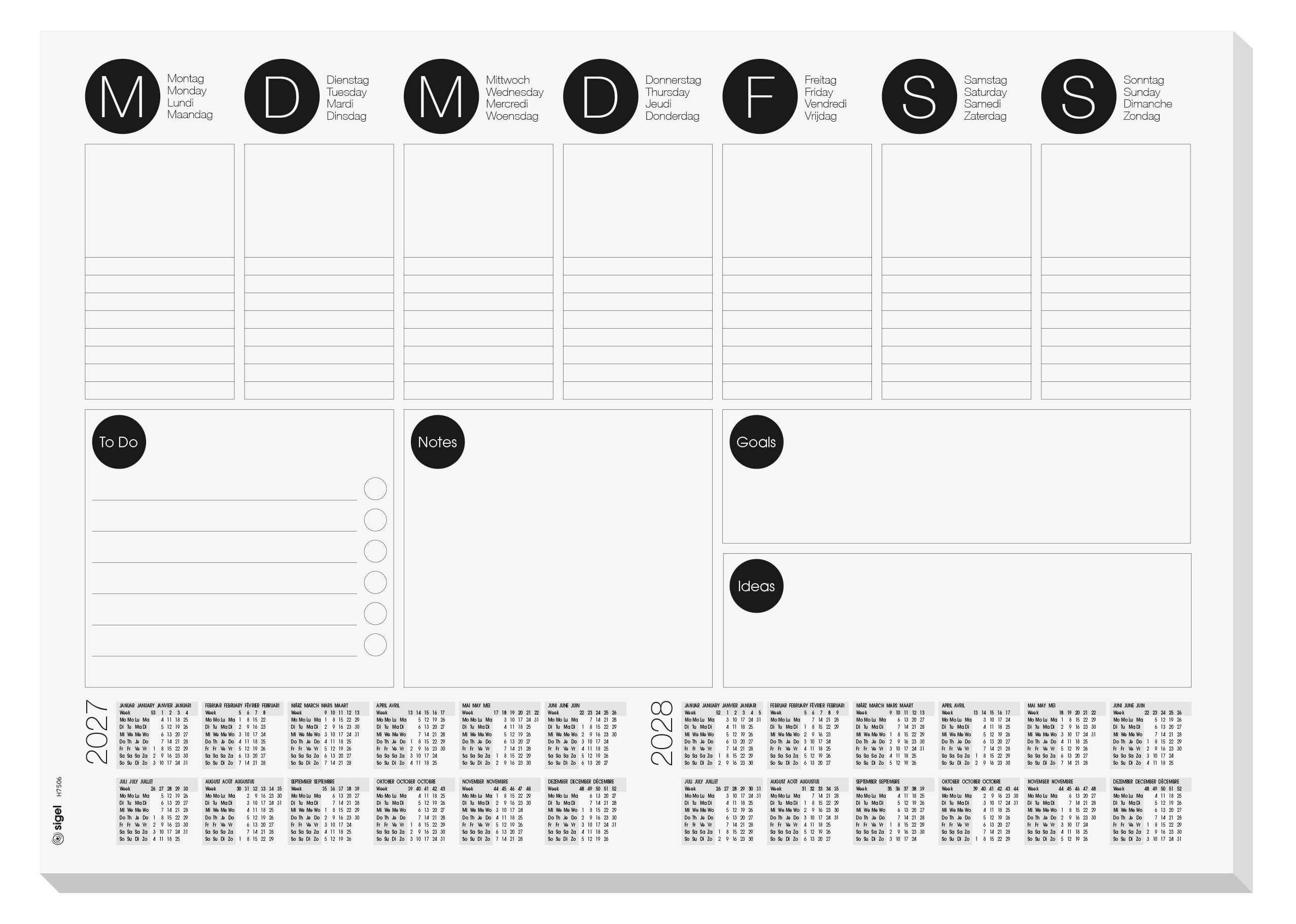 sigel-wochenplaner-papier-schreibtischunterlage-a3-mit-to-do-liste-2027-2028-30- image 1