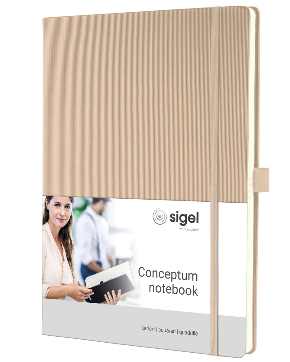 sigel-conceptum-premium-notizbuch-a4-kariert-beige-hardcover image 1