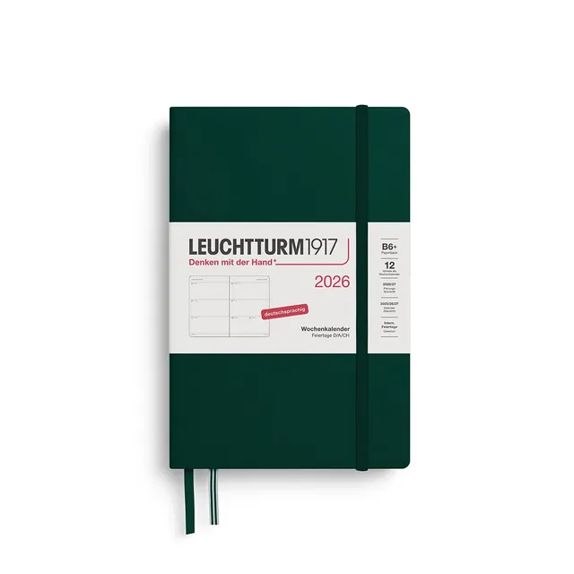 leuchtturm1917-wochenkalender-paperback-b6-2026-forest-green-deutsch image 1