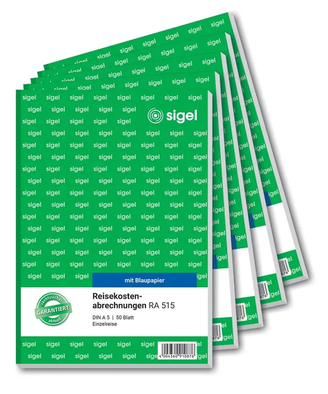 sigel-ra515-5-reisekostenabrechnung-f-r-einzelreisen-a5-5er-pack-50-blatt image 1