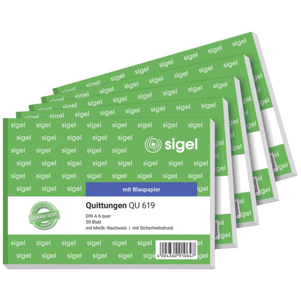 sigel-qu619-quittungsblock-a6-quer-5x-50-blatt-mit-blaupapier image 1