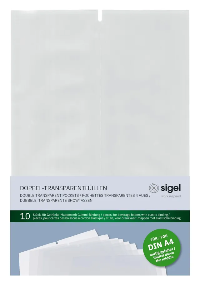 sigel-doppel-transparenth-llen-f-r-getr-nkemappe-1-2-a4-10-st-ck image 1