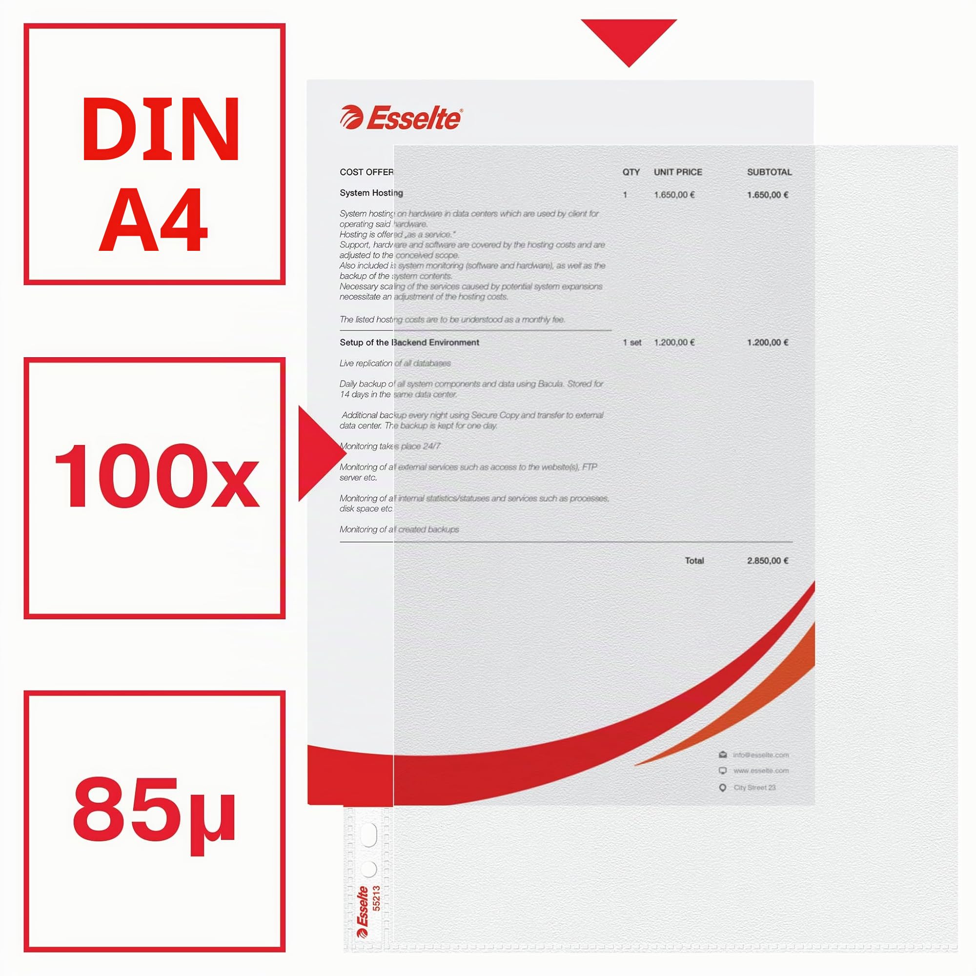 esselte-prospekth-llen-standard-plus-a4-100-st-ck-85-micron-transparent image 2
