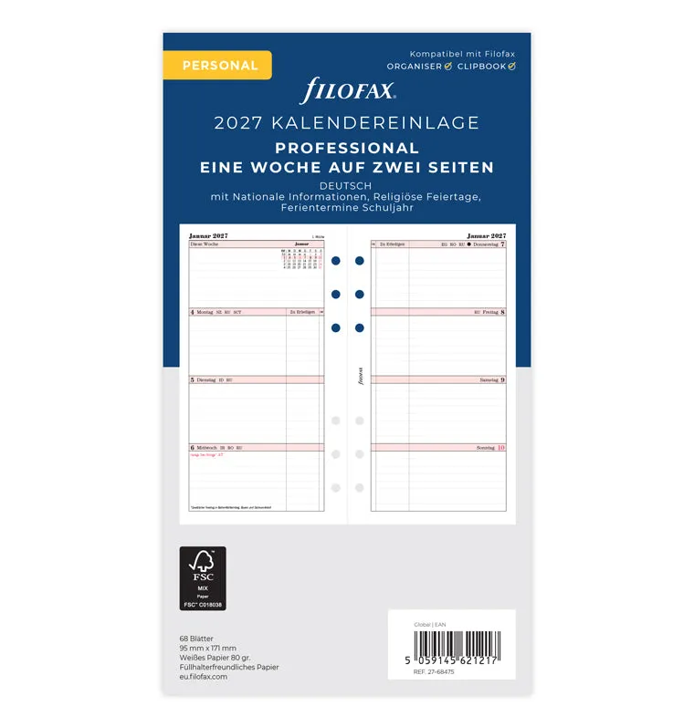 filofax-kalendereinlage-2027-personal-1-woche-2-seiten-deutsch image 1